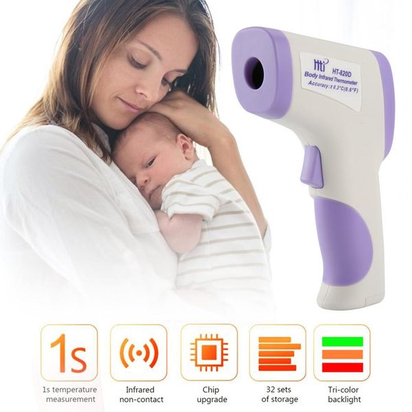 hti ht-820d handheld infrared thermometer gun high precision portable non-contact baby forehead body digital thermometer, Black;white
hti ht-820d handheld infrared thermometer gun high precision portable non-contact baby forehead body digital thermometer, Black;white