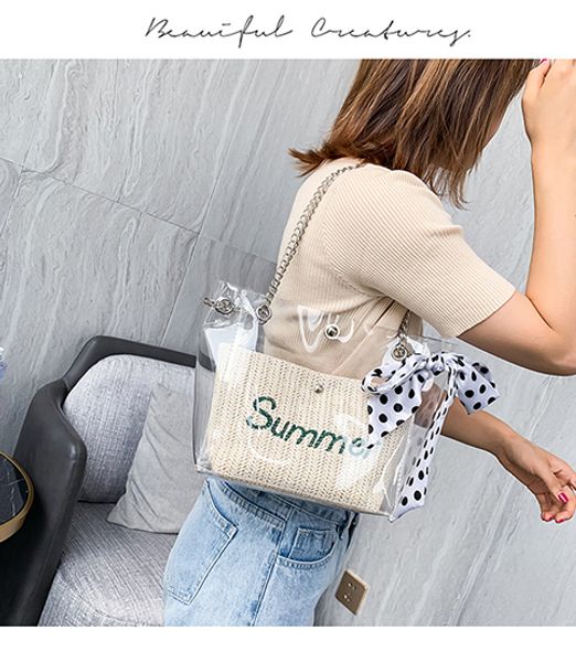 straw bag,two-piece bag,transparent bag,white / khaki,beach waterproof bag,travel bag
straw bag,two-piece bag,transparent bag,white / khaki,beach waterproof bag,travel bag