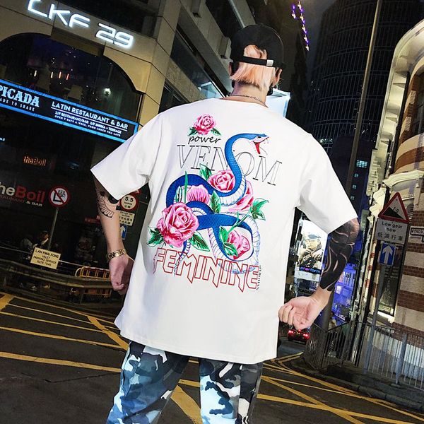men's rose print hip hop t shirts fashion t-shirts summer 100%cotton short sleeve tees for male women, White;black
men's rose print hip hop t shirts fashion t-shirts summer 100%cotton short sleeve tees for male women, White;black