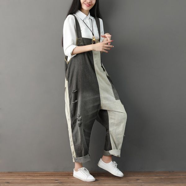 women large size denim rompers spring patchwork jean jumpsuits new casual hole wide leg bib loose cowboy cargo torn overalls, Black;white
women large size denim rompers spring patchwork jean jumpsuits new casual hole wide leg bib loose cowboy cargo torn overalls, Black;white