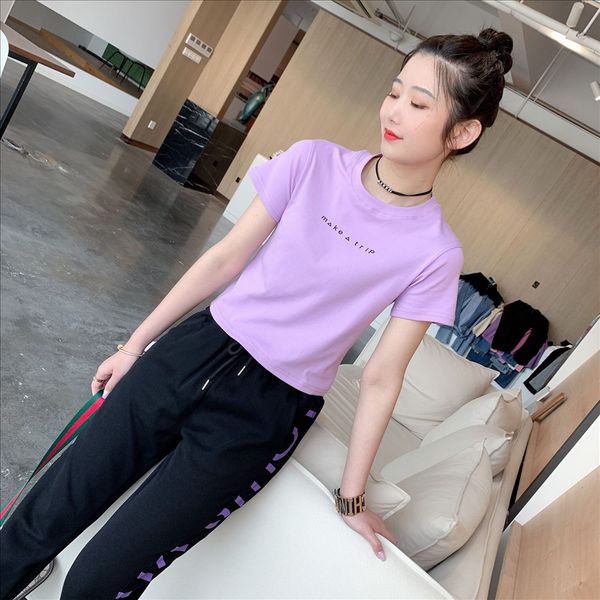 summer 2020 shor-sleeved coon navel pack round collar high elasic simple slim prin leer -shir coon t-shir short purple t all-match, White
summer 2020 shor-sleeved coon navel pack round collar high elasic simple slim prin leer -shir coon t-shir short purple t all-match, White