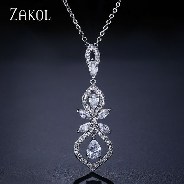 zakol exquisite leaf cz bridal wedding jewelry for women fashion chandelier dangles pendant & necklaces anniversary fsnp2052, Silver
zakol exquisite leaf cz bridal wedding jewelry for women fashion chandelier dangles pendant & necklaces anniversary fsnp2052, Silver