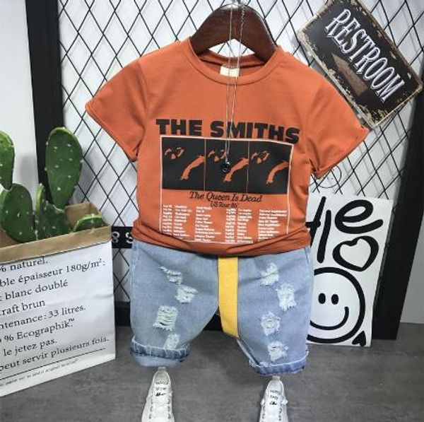 children's clothes baby boy clothes cotton comfortable letter print short sleeve + jeans shorts suit children's boy clothing set, White
children's clothes baby boy clothes cotton comfortable letter print short sleeve + jeans shorts suit children's boy clothing set, White