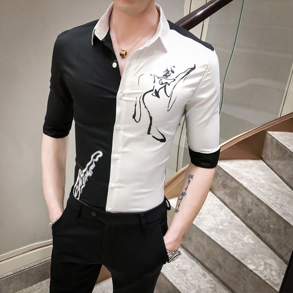 spring summer fashion patchwork color shirt men 2020 streetwear embroidery slim fit mens social shirts night club prom tuxedo, White;black
spring summer fashion patchwork color shirt men 2020 streetwear embroidery slim fit mens social shirts night club prom tuxedo, White;black