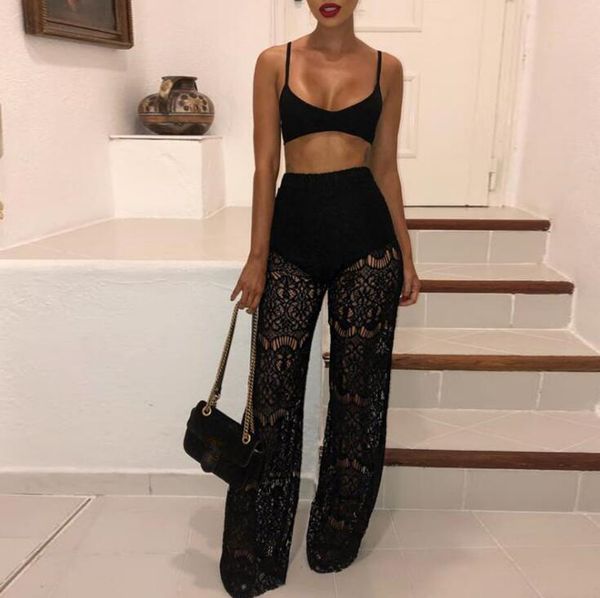 transparent lace crochet pants women hollow out high waist loose wide leg pants female autumn casual trousers, Black;white
transparent lace crochet pants women hollow out high waist loose wide leg pants female autumn casual trousers, Black;white