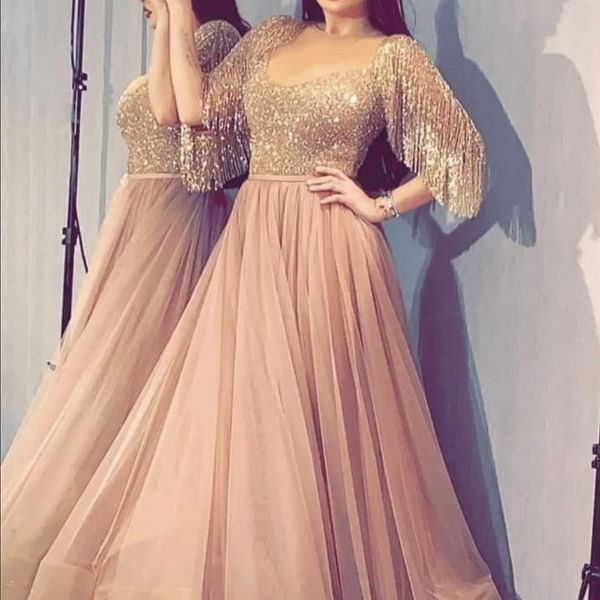 shinny tassels sequinsed beaded evening dresses arabic dubai fashion luxury prom gown robe de soiree women's formal party gowns, Black
shinny tassels sequinsed beaded evening dresses arabic dubai fashion luxury prom gown robe de soiree women's formal party gowns, Black
