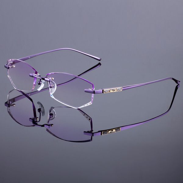 titanium alloy glasses frame original brand women rimless frames diamond trimming cut rimless glasses with gradient tint lenses, Silver
titanium alloy glasses frame original brand women rimless frames diamond trimming cut rimless glasses with gradient tint lenses, Silver