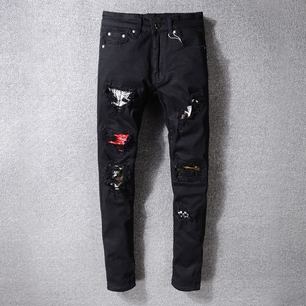 fashion streetwear men jeans black color patches designer ripped jeans men destroyed slim fit hip hop big size 29-42, Blue
fashion streetwear men jeans black color patches designer ripped jeans men destroyed slim fit hip hop big size 29-42, Blue