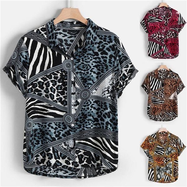 color block leopard mens tshirts lapel neck short sleeve striped summer mens designer tees casual vacation style, White;black
color block leopard mens tshirts lapel neck short sleeve striped summer mens designer tees casual vacation style, White;black