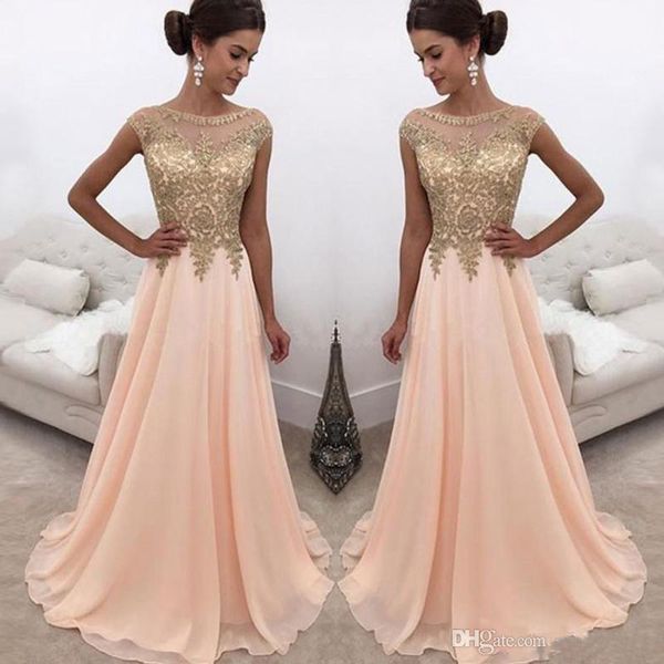 2019 elegant gold lace appliqued long a line prom dresses cap sleeves chiffon formal party wear formal evening dresses custom made, Black
2019 elegant gold lace appliqued long a line prom dresses cap sleeves chiffon formal party wear formal evening dresses custom made, Black
