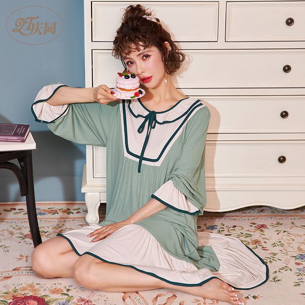 women's sleepwear female spring modal long sleeve nightgown loose womens solid round neck mid-calf night dress princess sleepshirts, Black;red
women's sleepwear female spring modal long sleeve nightgown loose womens solid round neck mid-calf night dress princess sleepshirts, Black;red