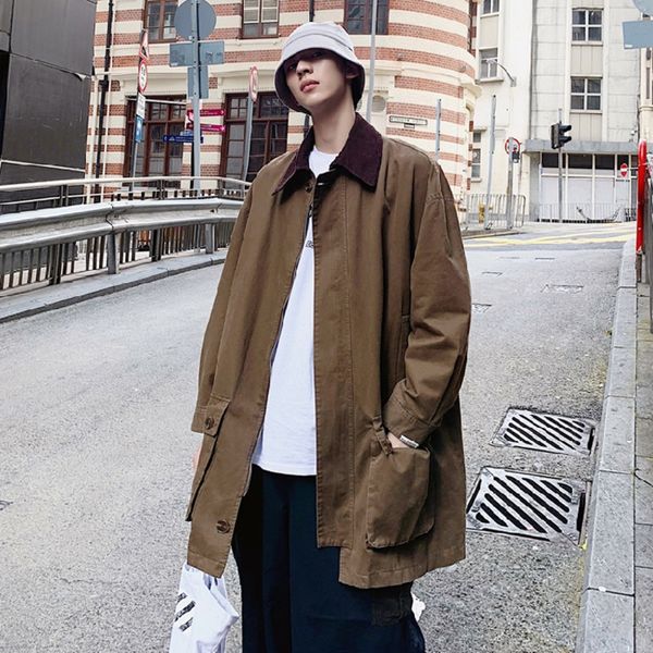 2019 autumn and winter chinese style korean version of the couple fashion trend color matching men's long trench coat, Black
2019 autumn and winter chinese style korean version of the couple fashion trend color matching men's long trench coat, Black