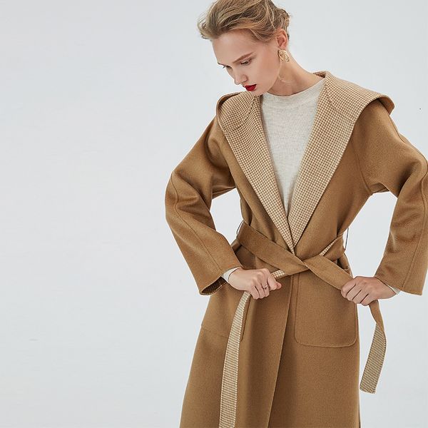 winter 2019 new women's double-sided cashmere wool coat two-sided can wear woolen hooded long coats with belt, Black
winter 2019 new women's double-sided cashmere wool coat two-sided can wear woolen hooded long coats with belt, Black