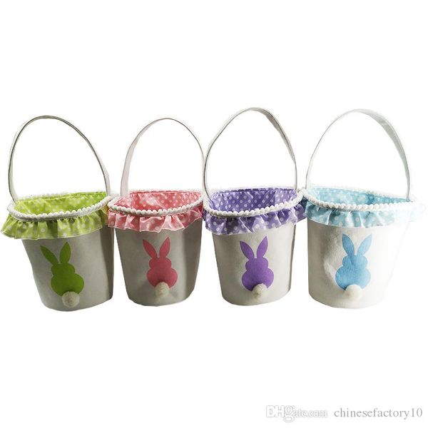 Easter Bunny Tail Basket Rabbit Basket Bunny Egg Buckets 2019 Bunny Gift Bag Festive Supplies 4 Designs