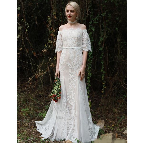 mermaid wedding dress boho exquisite lace off the shoulder half sleeves elegant bride gowns wedding dress vestido de noiva, White
mermaid wedding dress boho exquisite lace off the shoulder half sleeves elegant bride gowns wedding dress vestido de noiva, White
