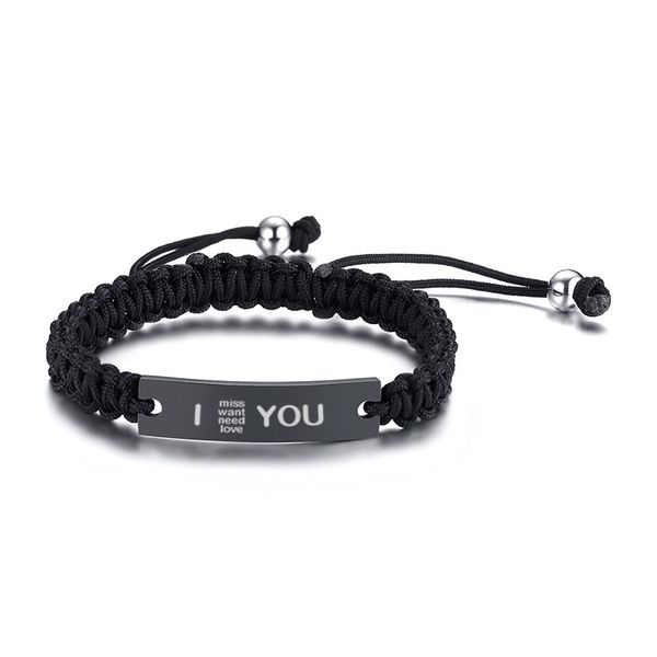 rope bracelet engraved i miss want love you handmade braided wristband for women men adjustable 7inch to 11.5inch, Black
rope bracelet engraved i miss want love you handmade braided wristband for women men adjustable 7inch to 11.5inch, Black