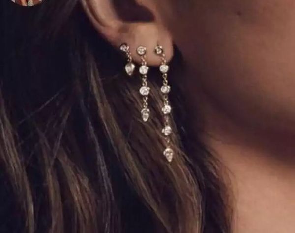 wedding engagement cz drop dangle earring long tassel rose gold color fashion romantic girl women jewelry, Golden;silver
wedding engagement cz drop dangle earring long tassel rose gold color fashion romantic girl women jewelry, Golden;silver