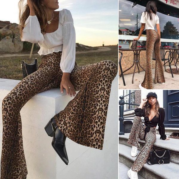 women's ladies casual leopard printed high rise slim-fitting female trouses patchwork long bell-bottoms pants, Black;white
women's ladies casual leopard printed high rise slim-fitting female trouses patchwork long bell-bottoms pants, Black;white