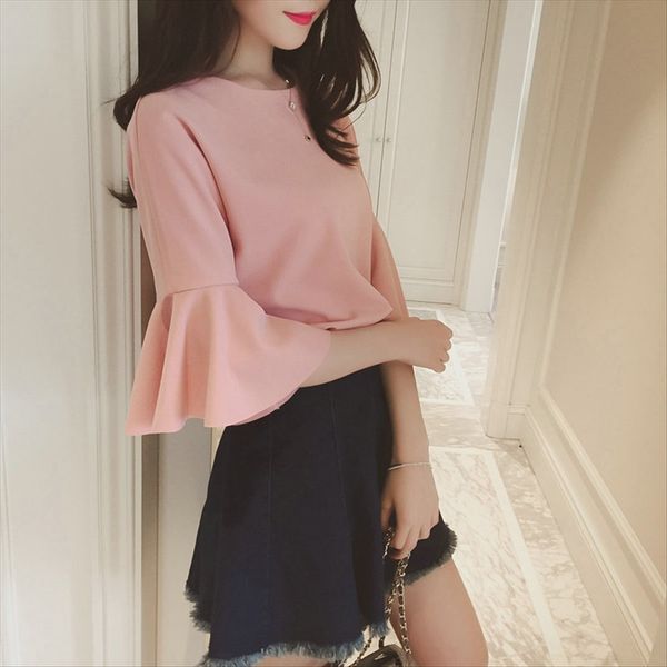 9.9 summer clothes trumpet sleeve half horn t- horn sleeve t-shirt female solid color base shirt student girlfriends women's top, White
9.9 summer clothes trumpet sleeve half horn t- horn sleeve t-shirt female solid color base shirt student girlfriends women's top, White