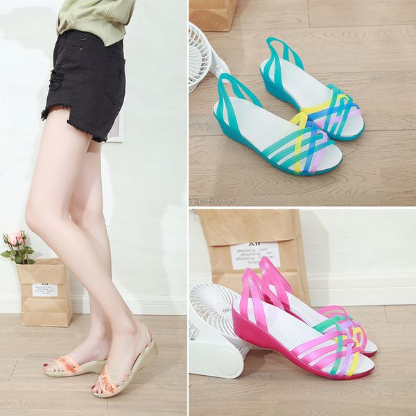summer new sandals women's wedge beach shoes hole shoes open toe fish mouth jelly women's high heels sandals women, Black
summer new sandals women's wedge beach shoes hole shoes open toe fish mouth jelly women's high heels sandals women, Black