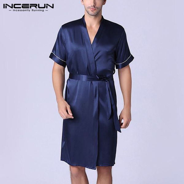 incerun men robes lounge sleepwear breathable short sleeve homewear 2020 solid v neck kimono men bathrobe pajamas robes s-5xl, Black;brown
incerun men robes lounge sleepwear breathable short sleeve homewear 2020 solid v neck kimono men bathrobe pajamas robes s-5xl, Black;brown