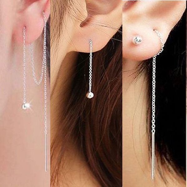 925 sterling silver pin earrings long cute gold and silver small ball fashion simple and versatile peas ear line anti-allergy
925 sterling silver pin earrings long cute gold and silver small ball fashion simple and versatile peas ear line anti-allergy