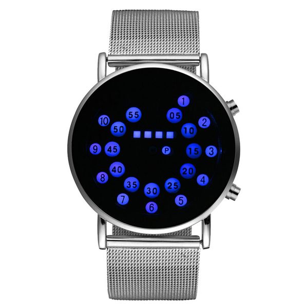 blue ball led digital wrist watch stainless steel mesh band quartz watch for men women gift, Slivery;brown
blue ball led digital wrist watch stainless steel mesh band quartz watch for men women gift, Slivery;brown