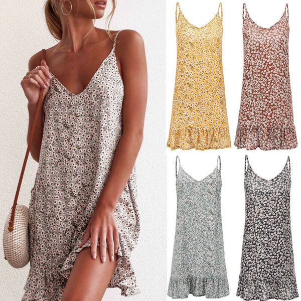 women sleeveless strappy boho floral short mini dress summer sundress loose casual beach holiday dresses, Black;gray
women sleeveless strappy boho floral short mini dress summer sundress loose casual beach holiday dresses, Black;gray