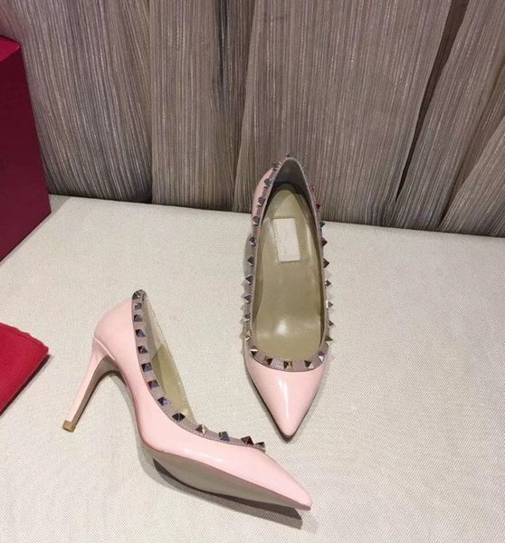 designer studs high heels patent leather rivets sandals women shoes valentine high heel shoes, Black
designer studs high heels patent leather rivets sandals women shoes valentine high heel shoes, Black