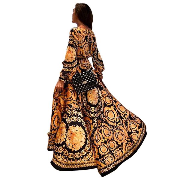 2020 spring and summer cross-border middle east new women's deep v-neck split dress printed long skirt women, Black;gray
2020 spring and summer cross-border middle east new women's deep v-neck split dress printed long skirt women, Black;gray