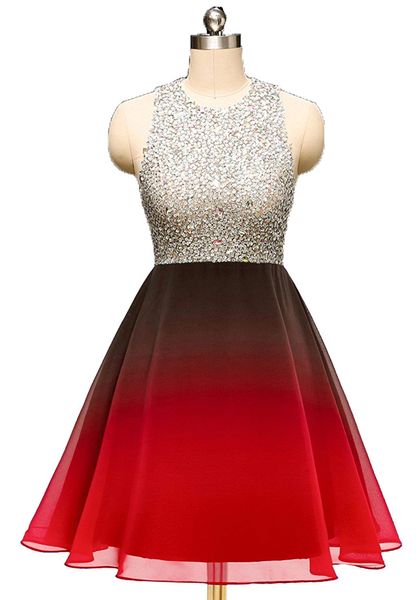 new 2019 real halter crystals gradient prom dresses short chiffon backless plus size ombre cocktail homecoming party gown qc1318, Black
new 2019 real halter crystals gradient prom dresses short chiffon backless plus size ombre cocktail homecoming party gown qc1318, Black