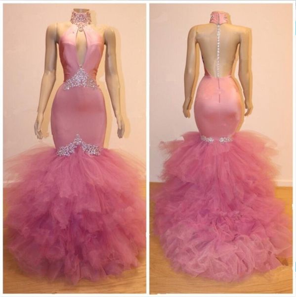 high neck prom dresses pink v neck satin lace appliques cocktail party gowns tiered skirts floor length formal evening dresses, Black
high neck prom dresses pink v neck satin lace appliques cocktail party gowns tiered skirts floor length formal evening dresses, Black