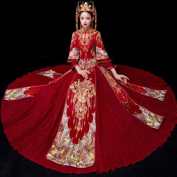 bride traditions red women phoenix embroidery cheongsam long qipao wedding dresses traditional chinese dress
bride traditions red women phoenix embroidery cheongsam long qipao wedding dresses traditional chinese dress