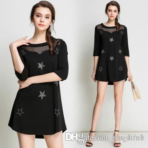 women's dress vintage woman dresses gown casual hepburn style summer fashion round neck star dress female loose seven-quarter sleeve e3, Black;gray
women's dress vintage woman dresses gown casual hepburn style summer fashion round neck star dress female loose seven-quarter sleeve e3, Black;gray