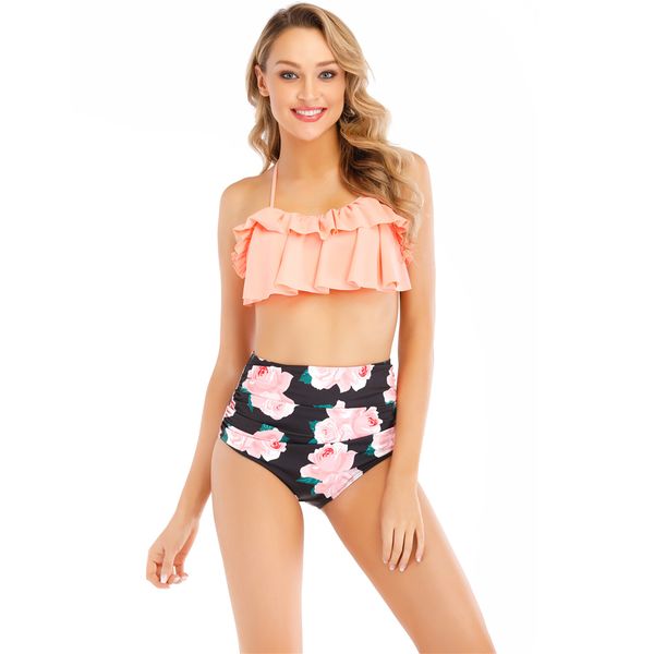 womens padded halter bikini pink bikini floral print bottoms two piece swimsuit high waist bathing suit flounce drape swimwear
womens padded halter bikini pink bikini floral print bottoms two piece swimsuit high waist bathing suit flounce drape swimwear