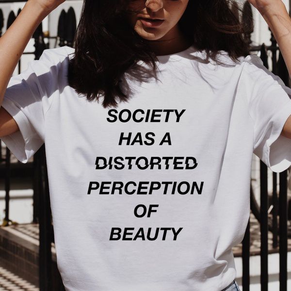 society has a distorted perception of beauty quotes t-shirt summer short sleeve women tumblr fashion slogan tee clothing, White
society has a distorted perception of beauty quotes t-shirt summer short sleeve women tumblr fashion slogan tee clothing, White