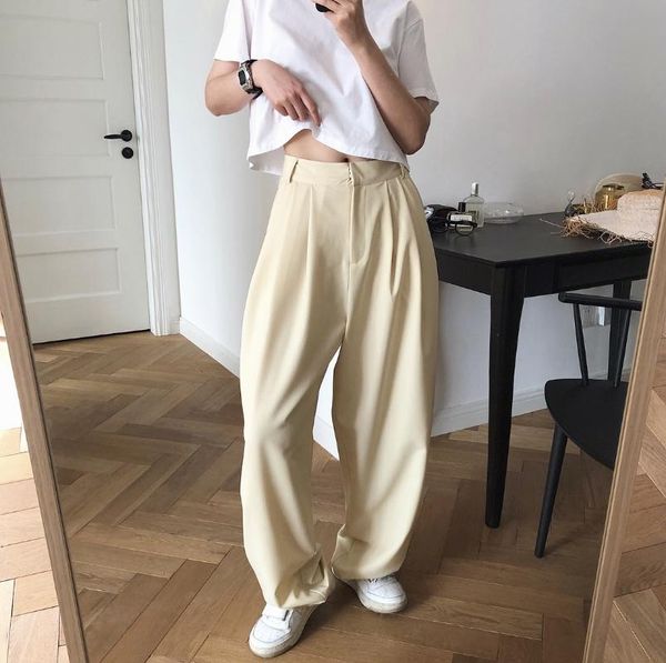women's pants & capris summer fashion high waist wide leg office ladies suit pant loose straight baggy harem trouser solid korean elega, Black;white
women's pants & capris summer fashion high waist wide leg office ladies suit pant loose straight baggy harem trouser solid korean elega, Black;white