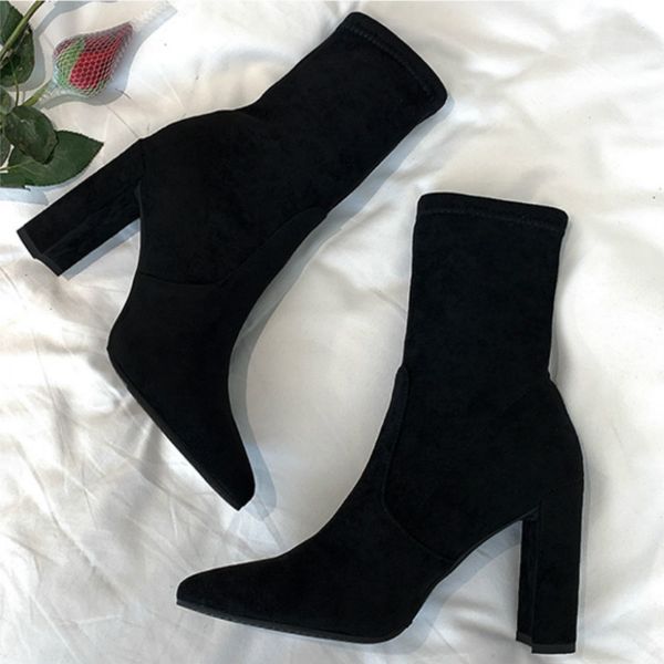fashion women black suede leather ankle boots sext slim pointed toe block high heel stiletto slip on booties ladies shoes p381
fashion women black suede leather ankle boots sext slim pointed toe block high heel stiletto slip on booties ladies shoes p381
