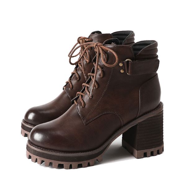 side zip boots designer lace up short fall high heel shoes booties brown thick round toe women fur winter chunky fashion, Black
side zip boots designer lace up short fall high heel shoes booties brown thick round toe women fur winter chunky fashion, Black