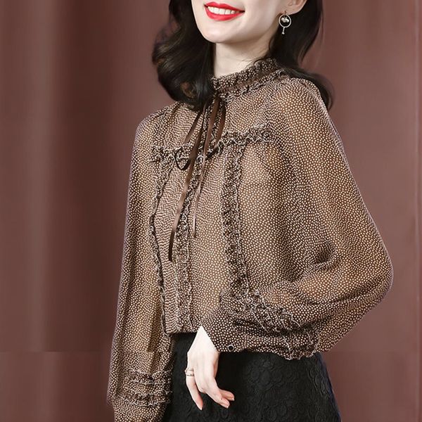 korean fall spring vintage womens ruffled lantern long sleeve polka dot chiffon blouse , autumn woman 3xl bow blouses, White
korean fall spring vintage womens ruffled lantern long sleeve polka dot chiffon blouse , autumn woman 3xl bow blouses, White