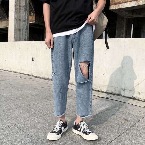 men's jeans summer torn ripped fashion washed retro casual hole pants men streetwear loose hip hop denim trousers mens, Blue
men's jeans summer torn ripped fashion washed retro casual hole pants men streetwear loose hip hop denim trousers mens, Blue