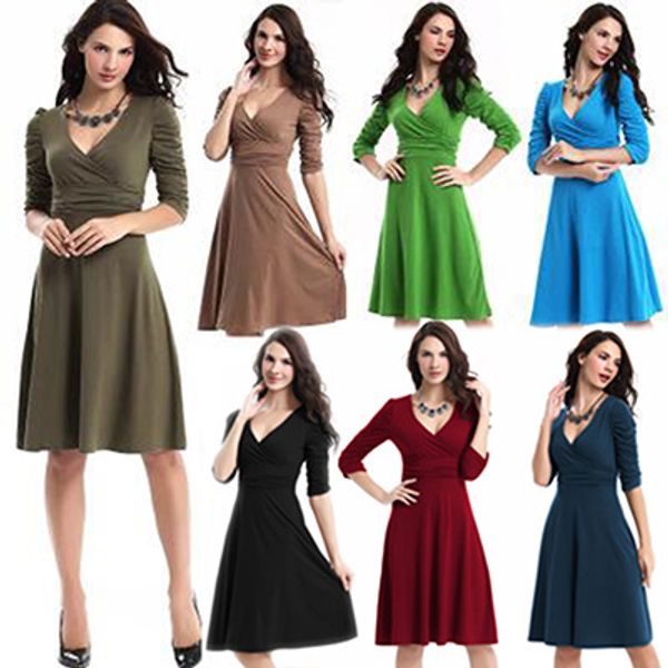 2020 nian spring new style deep v-neck big hemline dress solid color dress, Black;gray
2020 nian spring new style deep v-neck big hemline dress solid color dress, Black;gray