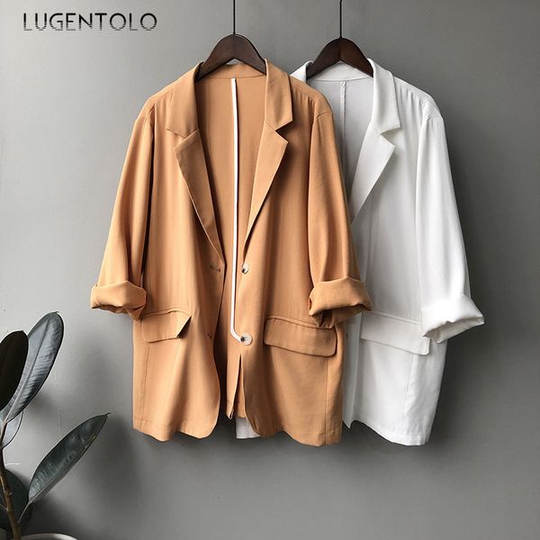 lugentolo women blazer simple thin classic sumemr solid jackets korean casual straight pocket fashion lady blazers, White;black
lugentolo women blazer simple thin classic sumemr solid jackets korean casual straight pocket fashion lady blazers, White;black