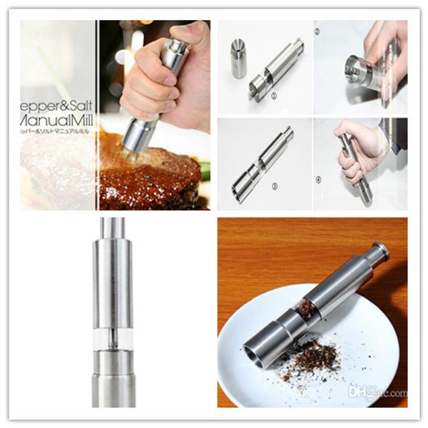 new salt pepper grinder stainless steel thumb push salt pepper grinder spice sauce mill grind stick tool dining
new salt pepper grinder stainless steel thumb push salt pepper grinder spice sauce mill grind stick tool dining