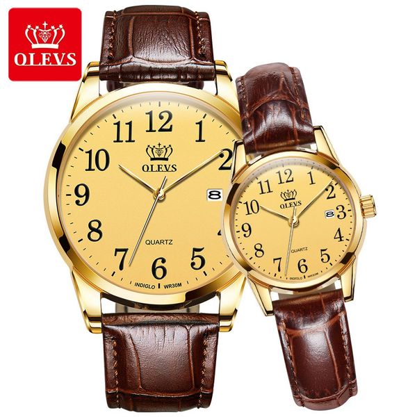 olevs couple leather waterproof watch calendar date simple digital dial dial fashion casual lovers watch men and women clock, Slivery;brown
olevs couple leather waterproof watch calendar date simple digital dial dial fashion casual lovers watch men and women clock, Slivery;brown