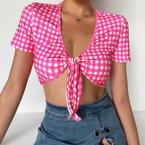 zosol ins european and american style short women's midriff outfit exposed belly deep v lace-up all-match plaid shirt, White
zosol ins european and american style short women's midriff outfit exposed belly deep v lace-up all-match plaid shirt, White