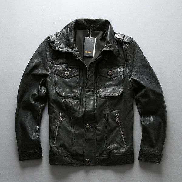 dhl free shipping men's vintage black sheepskin jacket 100% genuine leather motorcycle biker jackets male large size coats
dhl free shipping men's vintage black sheepskin jacket 100% genuine leather motorcycle biker jackets male large size coats