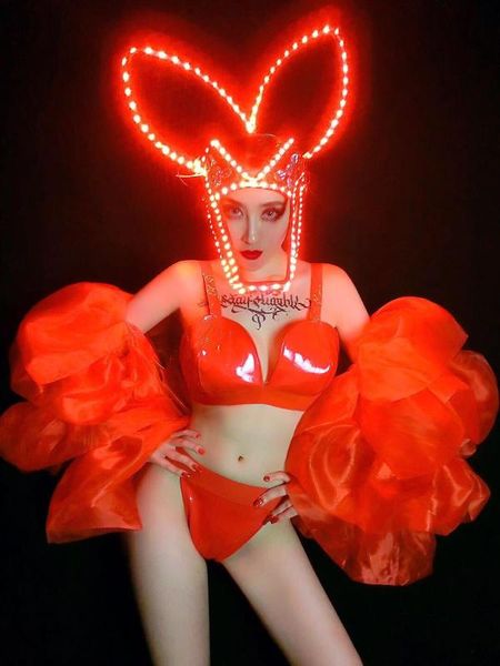red led light up mask stage show costume women party girl dance clothing bikini nightclub wear, Black;red
red led light up mask stage show costume women party girl dance clothing bikini nightclub wear, Black;red