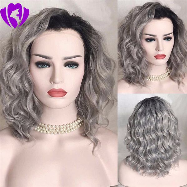 1b gray ombre short wave bob style heat resistant synthetic lace front wigs for black women
1b gray ombre short wave bob style heat resistant synthetic lace front wigs for black women