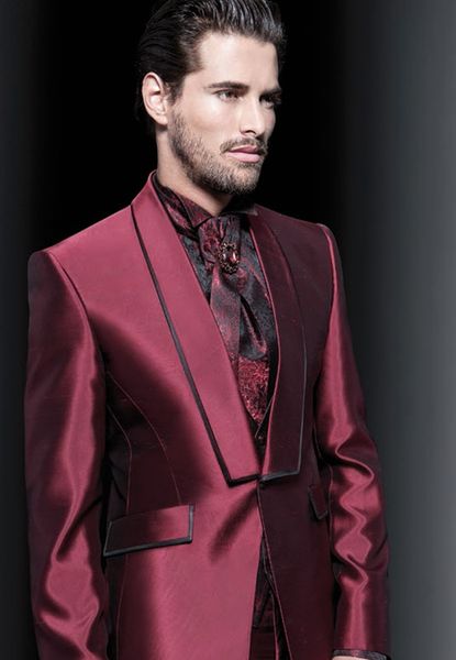 handsome one button burgundy satin groom tuxedos shawl lapel men suits 3 pieces wedding/prom/dinner blazer (jacket+pants+vest+tie) w659, Black;gray
handsome one button burgundy satin groom tuxedos shawl lapel men suits 3 pieces wedding/prom/dinner blazer (jacket+pants+vest+tie) w659, Black;gray